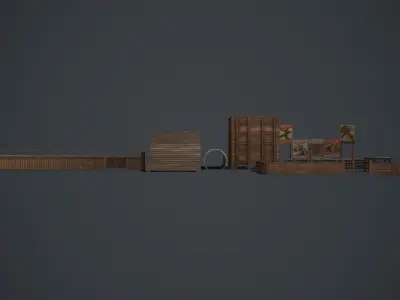 Military Training Camp Set Low-poly 3D model