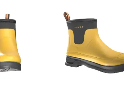 Yellow Short Rubber Boots 3D model