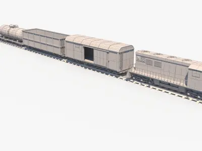 Cargo Train Pack Low-poly 3D model