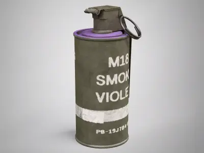 M18 Violet Smoke Hand Grenade AAA Game Ready Low-poly 3D model
