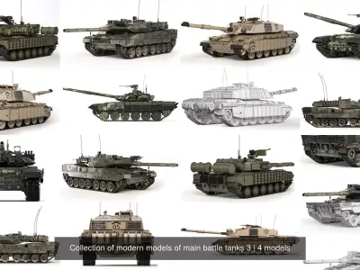 Collection of modern models of main battle tanks 3 3D Model Pack