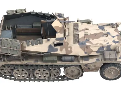 Sd Kfz 250 Half Track Armored Personnel Carrier Low-poly 3D model