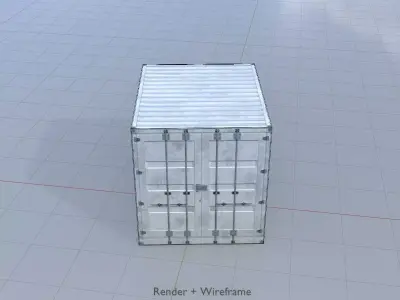 Shipping Container light gray 10ft Low-poly 3D model