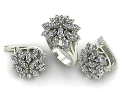 Vintage Diamond Cluster Set 3D print model