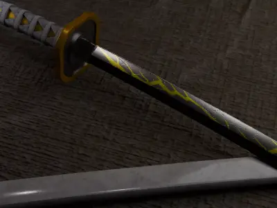 Zenitsu Katana Kimetsu No Yaiba Low-poly 3D model