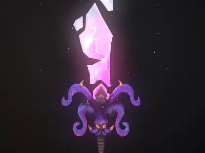 Hand Painted Octopus Chaos Sword Low-poly 3D model