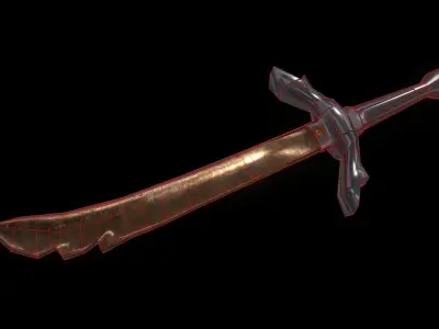 Saw Bronze Sword Low-poly 3D model