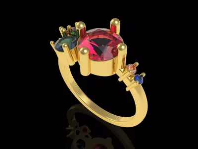 Multy Color Stone Ring 3D print model