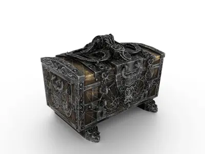 Old Metal Chest Low-poly 3D model