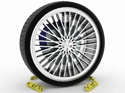 ORTAS CAR WHEEL RIM 84 GAME READY WHEEL RIM TIRE 3D model