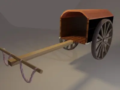 Midieval cart Low-poly 3D model
