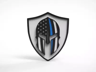 Thin Blue Line Logo Symbol Emblem Free 3D print model