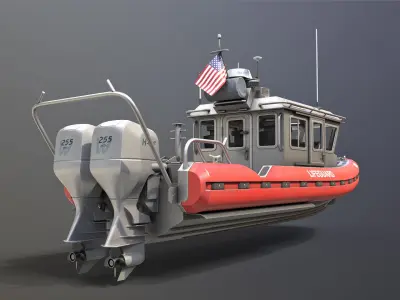 Coast Guard Rescue Boat Low-poly 3D model