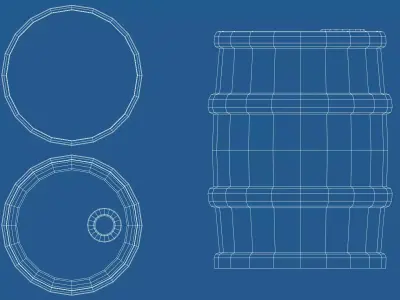 Stylized Water Barrel - Game Ready 3D Prop Low-poly 3D model