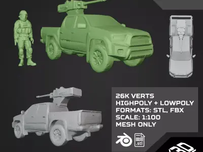Gun Pick-Up Truck Free Free 3D print model