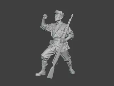 Military sculpture warrior  military battle war hero  soldier 3D print model 6