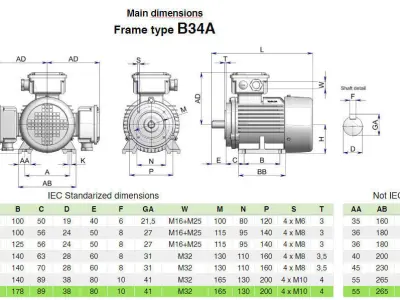 132M B34a Right IEC electric motor - 3D CAD model 3D model