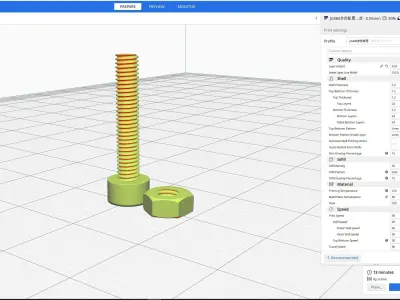  M3 hexagon socket head cap screw and M3 nut Free 3D print model