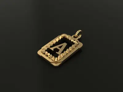 Antique Vintage Style Box Rectangle Letter Frame Pendant STYLE 1 3D print model