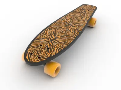 Skateboard with zebra pattern Low-poly 3D model