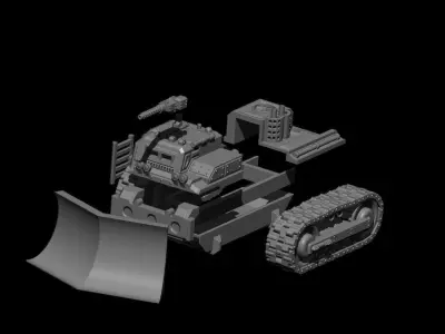 Armoured Bulldozer STL 3D print model