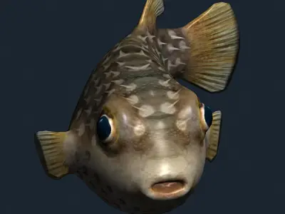 3DRT - Sealife -  Puffer fish Low-poly 3D model