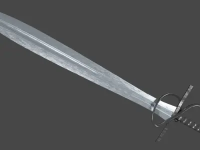 Xyphos sword with Flamberge handle Low-poly 3D model