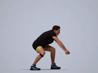 00510Gael008 - Adult Caucasian man crouching in athletic 3D model