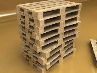 Photorealistic Wood Pallet High Res 3D model