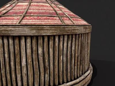 Traditional Yurt Nomads Tent with Interior 6 Low-poly 3D model