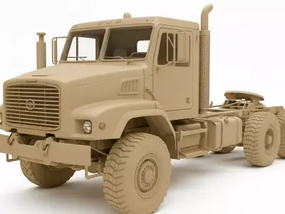 Heavy Duty Tractor Truck Low-poly 3D model
