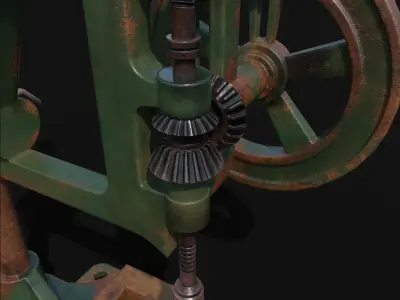  typical mancuna hand- cranked drill  Low-poly 3D model