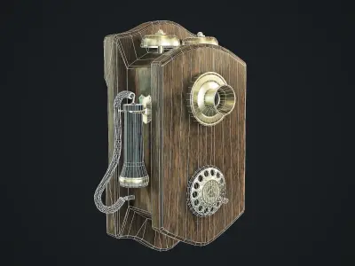 Antique Phone Low-poly 3D model