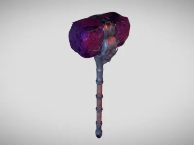 Hammer with handle Low-poly 3D model