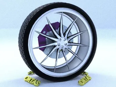 ORTAS CAR RIM 58 GAME READY RIM TIRE AND DISC 3D model