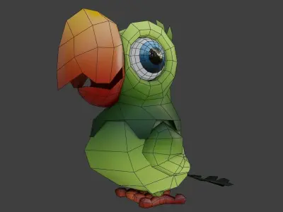 Low-Poly Cartoon Parrot Not Rigged Low-poly 3D model