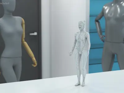 Female Acupuncture Mannequin 3D model