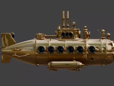 Steampunk Mini Submarine 3D Model Low-poly 3D model
