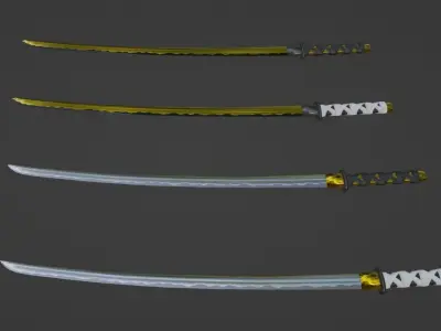 Samurai Katana Pack Free low-poly 3D model