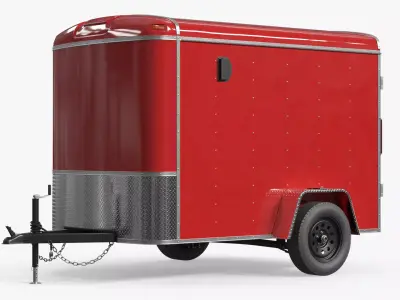 Compact Enclosed Road Trailer Red 3D model purchase