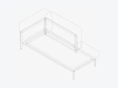Furniture - Sofa - Contemporary - Oak - Chaise - Right Low-poly 3D model