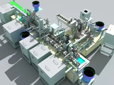 Industrial Equipment 3-Motor Automatic Assembly Production  3D model