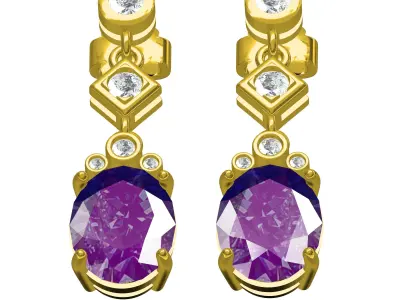 Antique Round and Oval Diamond Earring 3D print model