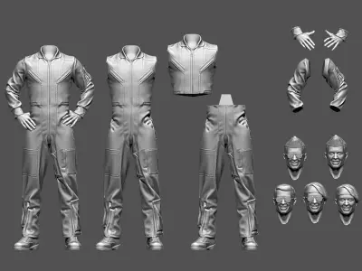 Fighter pilot 3D print model