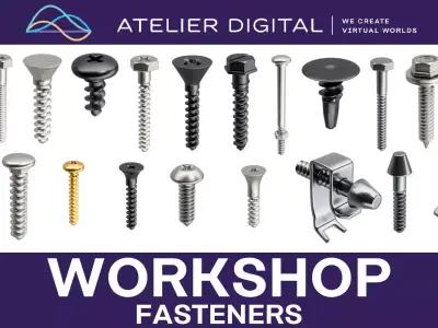 Fasteners Bolts Screws Set 3D model