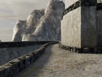 Mountain Fortress Village 3D model