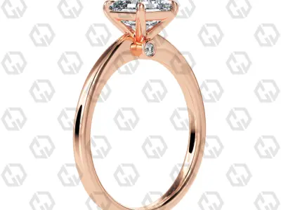 Ring 151 Asscher shape with hidden signature diamond both side 3D print model