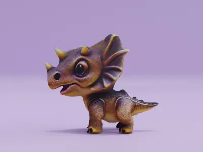 Triceratops Baby Cute Low-poly 3D model