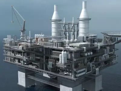oil platform 3D model 5