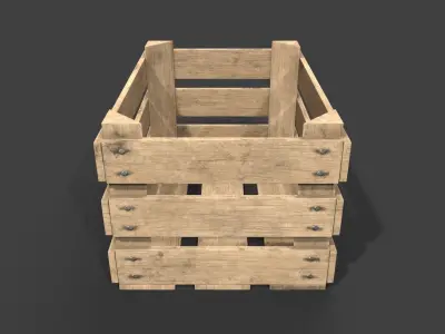 Wooden Fruit Crate Low-poly 3D model